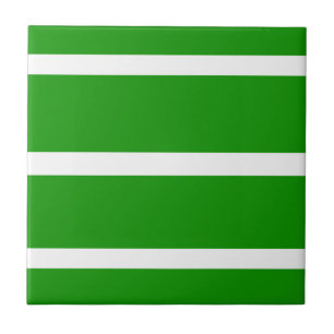 Green and White Stripes Design Ceramic Tile