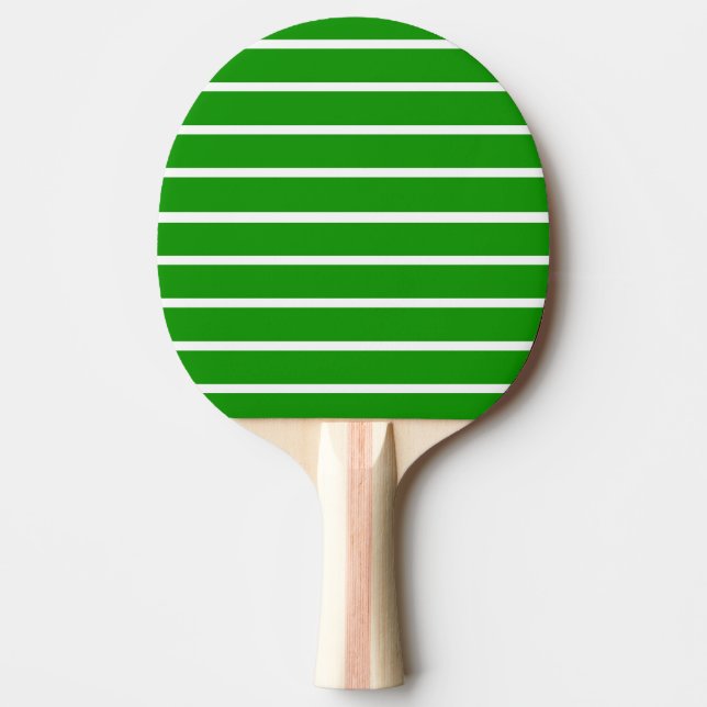 Green and White Stripes Design Ping Pong Paddle (Front)