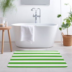 Green and White Stripes   Editable Colours Bath Mat