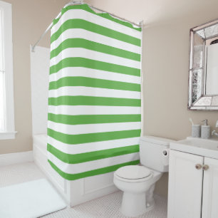 Green and White Stripes   Editable Colours Shower Curtain