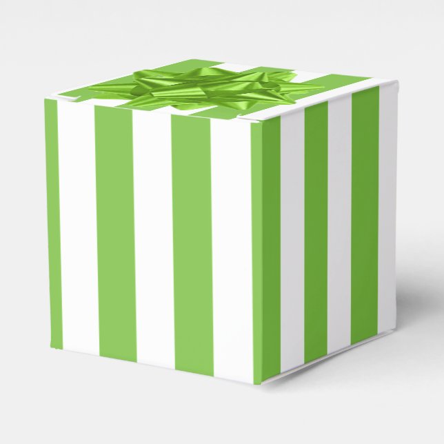 Green and White Stripes Favour Box (Front Side)