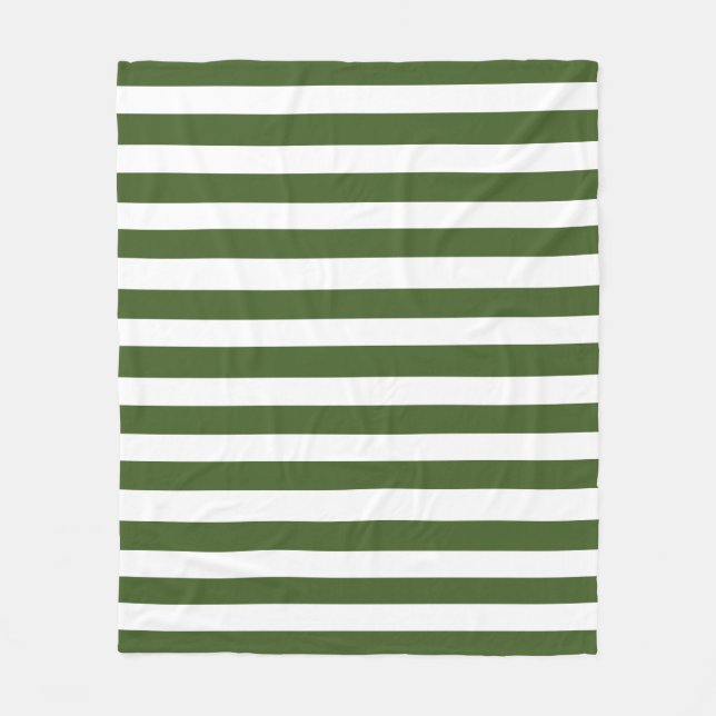 Green and White Stripes Fleece Blanket (Front)