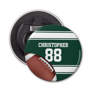 Green and White Stripes Jersey Grid Iron Football Bottle Opener