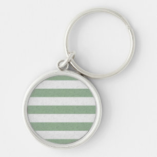 Green and White Stripes Key Ring
