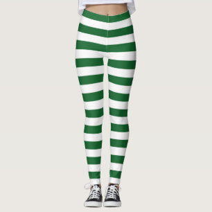 Green and White Stripes Leggings