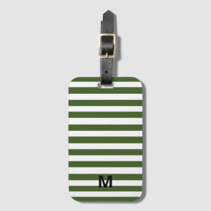Green and White Stripes Luggage Tag