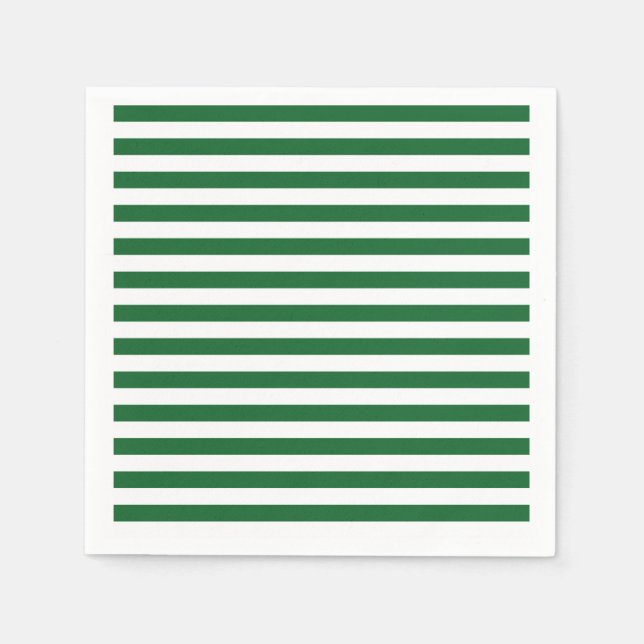 Green and White Stripes Paper Napkins (Front)