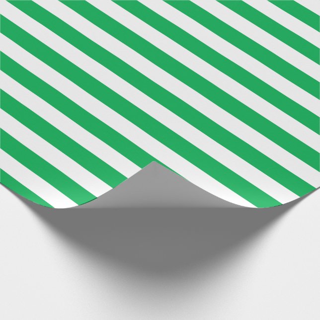 Green and White Stripes Pattern Wrapping Paper (Corner)