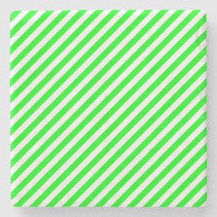Green and White, Stripes Square Coaster