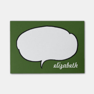 Green and White Talk Bubble Personalised Name Post-it Notes