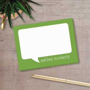 Green and White Talk Bubble Personalised Name Post-it Notes
