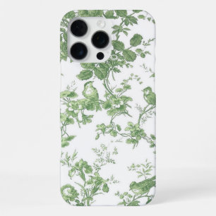Green and White Toile iPhone 16 Pro Max Case