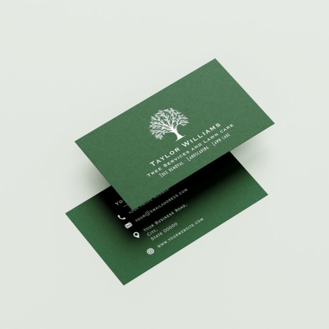Green And White Tree Service Landscaping Lawn Care Business Card (Creator Uploaded)