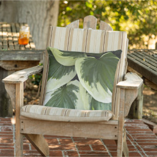 Green and White Variegated Hosta Leaves Cushion