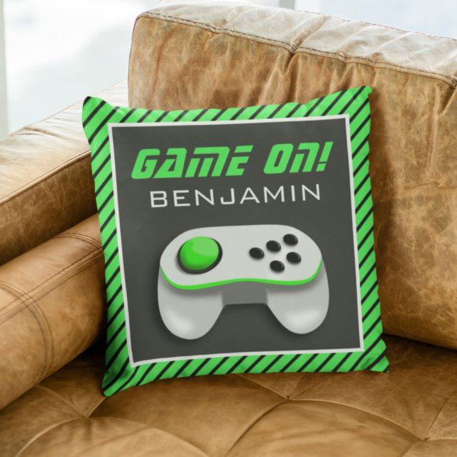 Green and White Video Game Controller Kids Room Cushion (Creator Uploaded)