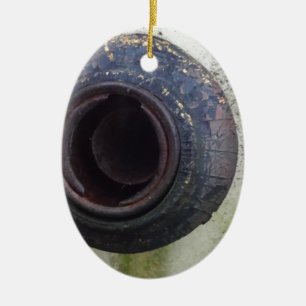 green and white vintage truck gas ceramic ornament