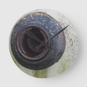 green and white vintage truck round clock