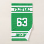 Green and White 🏐 Volleyball - 100% Customise Hand Towel<br><div class="desc">Hand Towel. Green (DIY BACKGROUND Colour... change it to any colour you like) and white any sport ready for you to personalise. Makes a great gift for any sport player. ✔NOTE: ONLY CHANGE THE TEMPLATE AREAS NEEDED! 😀 If needed, you can remove the text and start fresh adding whatever text...</div>