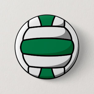 green and white volleyball 6 cm round badge