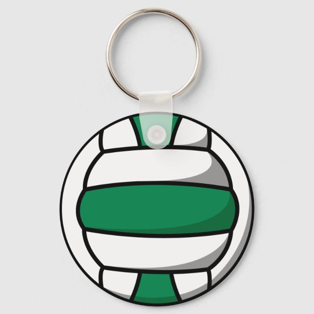 green and white volleyball key ring (Front)