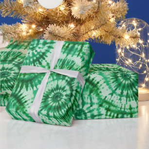 Green and White Water Colour Swirls Wrapping Paper