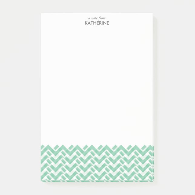 Green and White Woven Chevron Post-it Notes (Front)