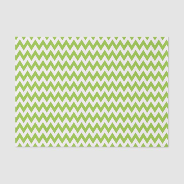 GREEN AND WHITE ZIG ZAG STRIPES TISSUE PAPER (Front)