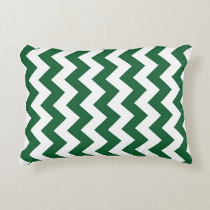 Green and White Zigzag Decorative Cushion