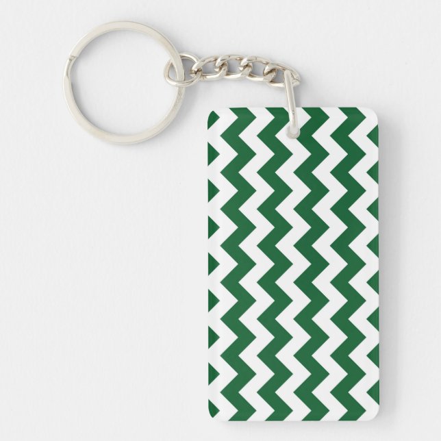 Green and White Zigzag Key Ring (Front)