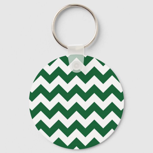 Green and White Zigzag Key Ring (Front)