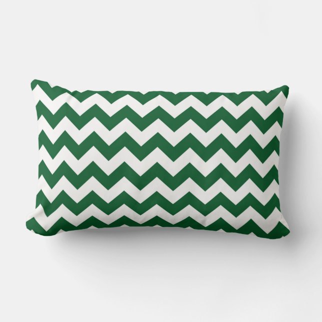Green and White Zigzag Lumbar Cushion (Front)