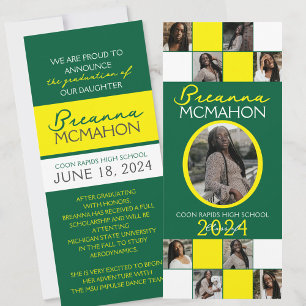 Green and Yellow 9 Photo Graduation Announcement
