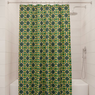 Green And Yellow Abstract Shower Curtain