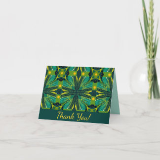 Green and yellow abstract squares thank you card