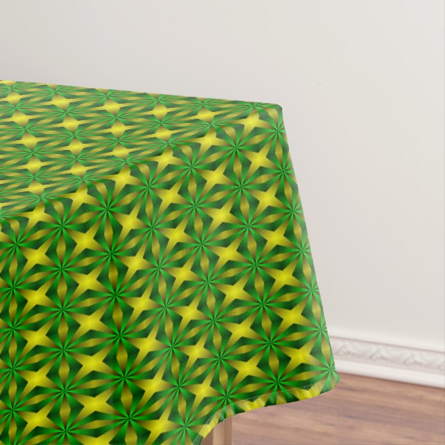 Green and yellow abstract tablecloth (In Situ)