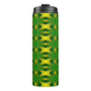 Green and yellow abstract thermal tumbler