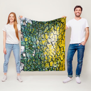 Green and Yellow Abstract Tree Fleece Blanket