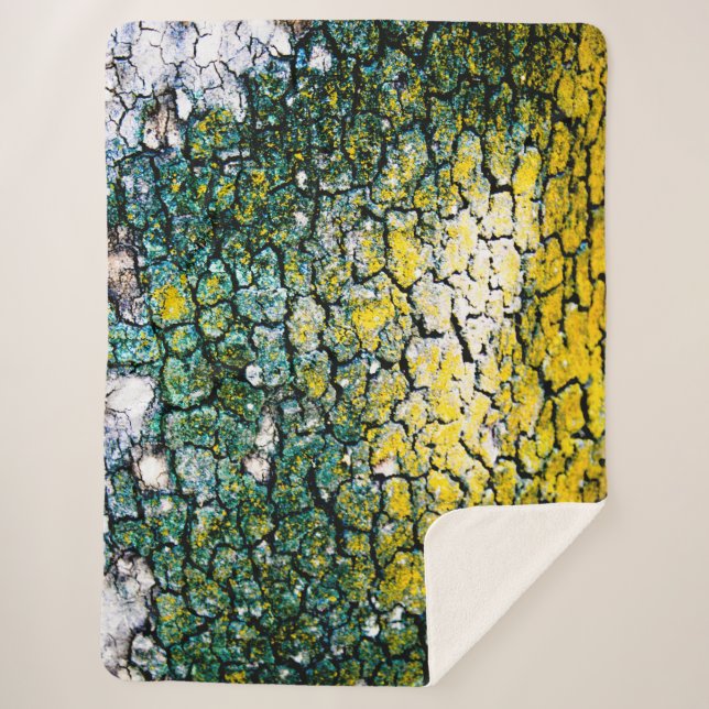 Green and Yellow Abstract Tree Sherpa Blanket (Front)