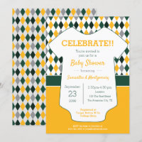 Green and Yellow Argyle Patterned Baby Shower