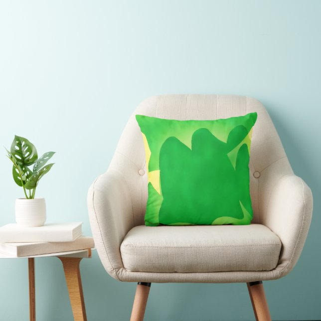 Green and Yellow Artsy Throw Pillow (Chair)