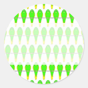 Green and Yellow Bird Pattern. Parakeets. Classic Round Sticker