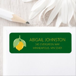 Green and Yellow Bold Citrus Lemon Return Address Label