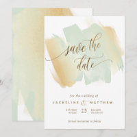 Green and Yellow Brush Strokes, Minimal Wedding