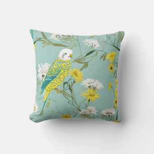 Green and Yellow Budgerigar Cushion