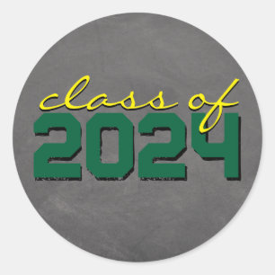 Green and Yellow Chalkboard Graduation Stickers