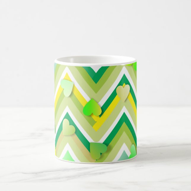 Green And Yellow Chevron Coffee Mug (Center)