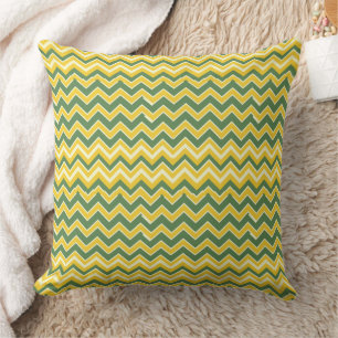 Green and yellow chevron pattern cushion