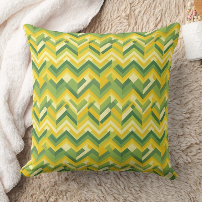 Green and yellow chevron pattern  cushion (Blanket)
