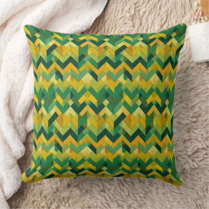 Green and yellow chevron pattern cushion