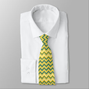 Green and yellow chevron pattern  tie